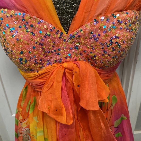 BGHAUTE SILK WATER COLOR  PROM OR PARTY DRESS - Picture 4 of 17